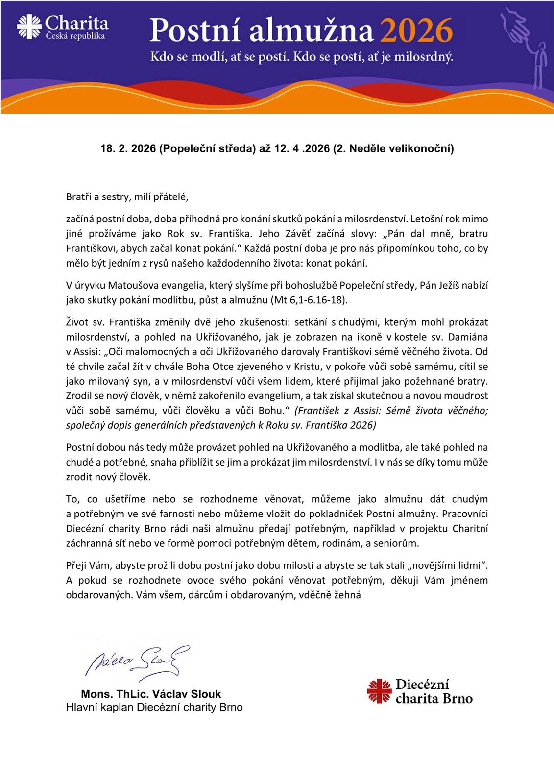 Dopis o. Václava Slouka k PA 2026 Dopis o. Václava Slouka k PA 2026